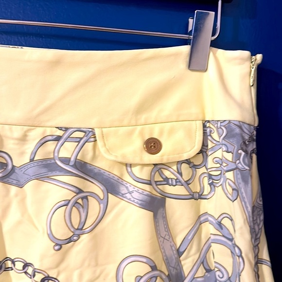 Women’s J. McLaughlin Yellow & Gray Chain Print Side Zipper Skirt Size 6 - Picture 4 of 9